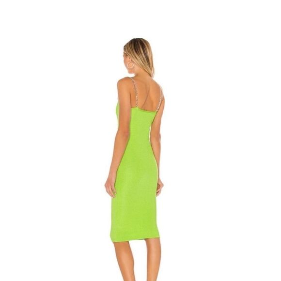 Superdown Zoey Chain Strap Ribbed Bodycon  Midi Dress Green Size Small - Picture 2 of 8
